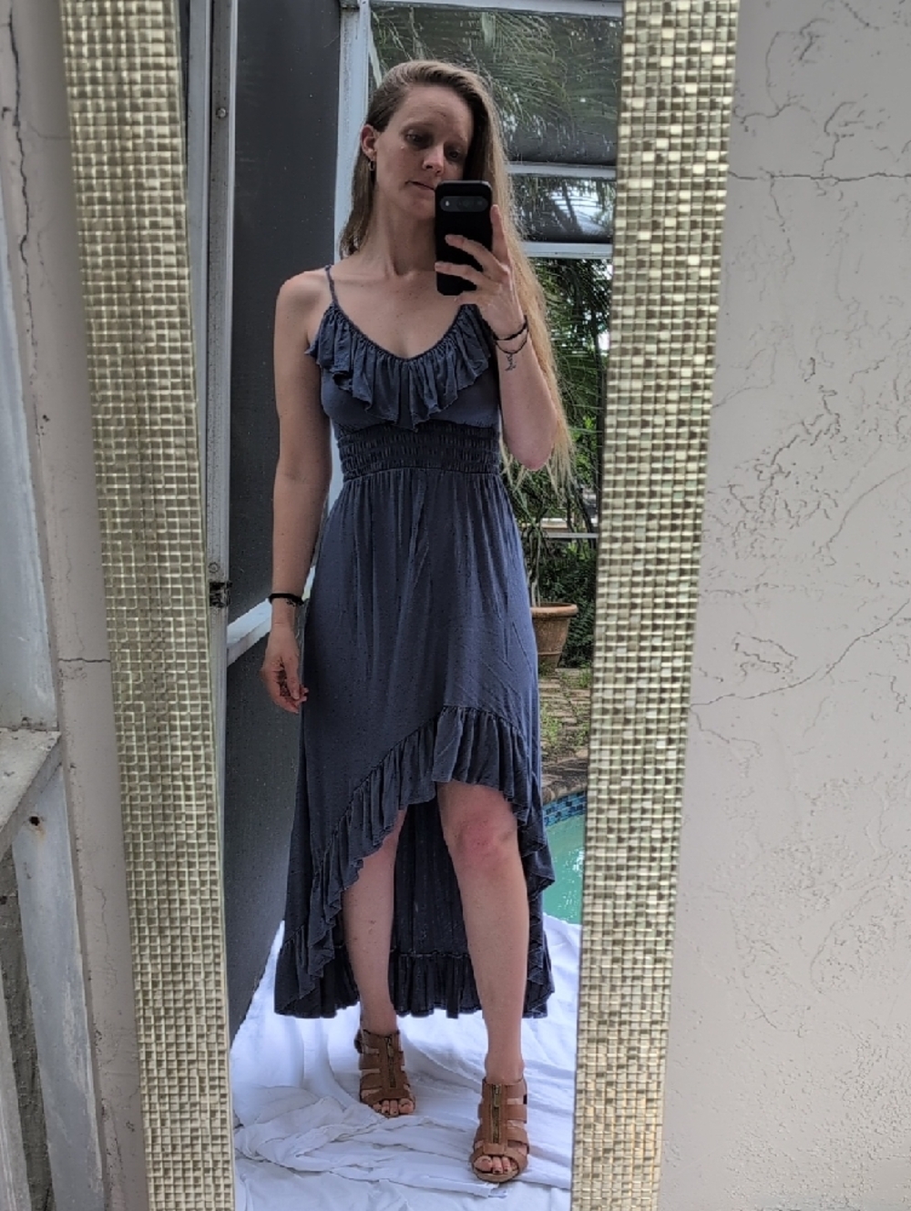 Express Ruffle High-Low Maxi Dress - Slate - Picture 4 of 7